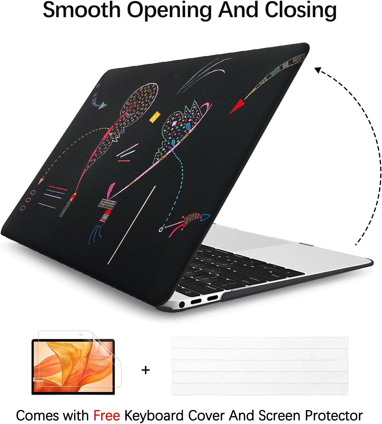 Berkin Arts Compatible with MacBook Air 13 inch Cover, 2022-2018 Release A1932 with Touch ID with Keyboard Cover & Screen Protector Naive Art Illustrated (Two Sides by Kandinsky)