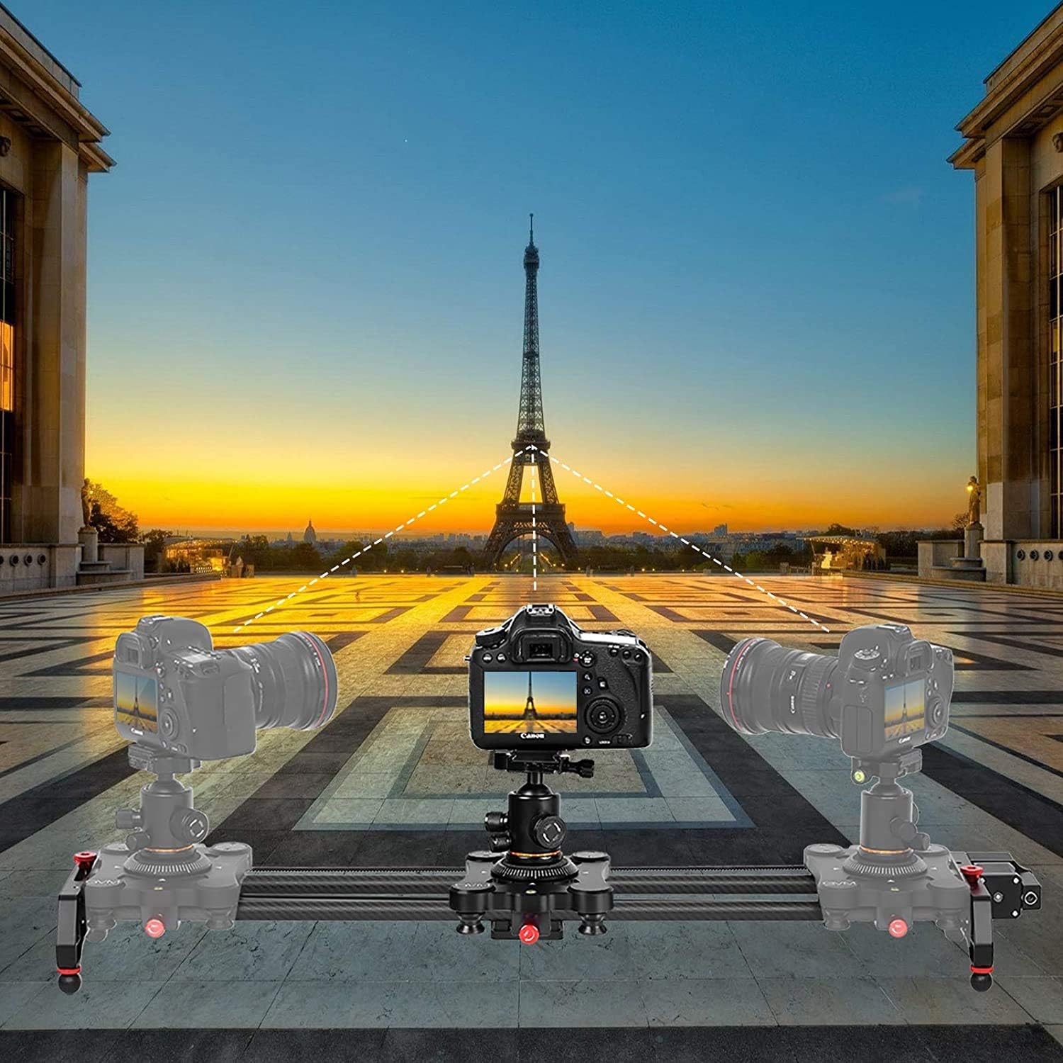 GVM Motorized Camera Slider, 31" Carbon Fiber Dolly Rail Camera Slider with Time-Lapse Photography, Tracking Shooting and 120 Degree Panoramic Shooting for Most Cameras, with Remote Controller