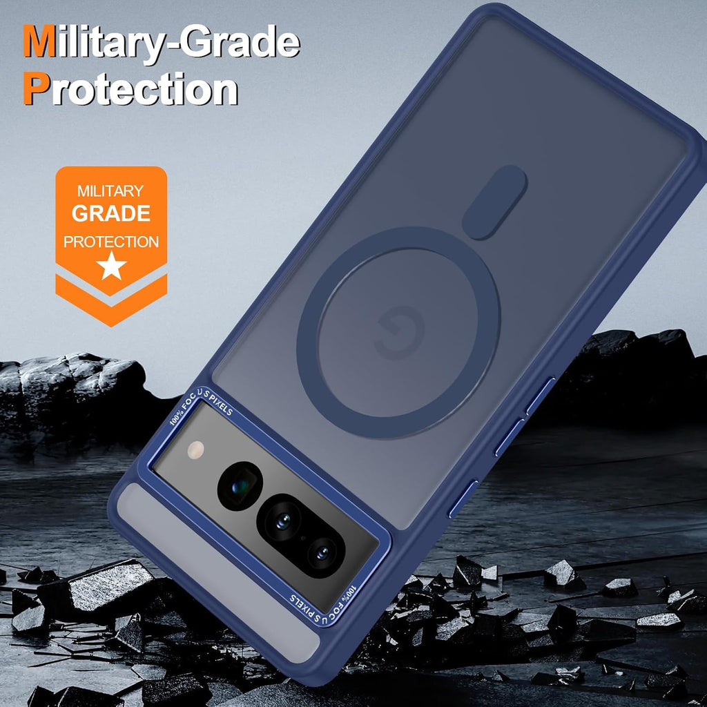 Magnetic for Google Pixel 7 Pro Case, [Military Grade Drop Protection] [Compatible with MagSafe] Shockproof Slim Translucent Matte Anti-Slip for Women Girls Men Case, Dark Blue