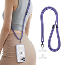 for Phone Lanyard Crossbody with 2X TPU Clear Phone Tabs, Multifuctional Double Flexible Neck Strap, Durable Sturdiness Carabiner, Lightweight Comfortable, Wrist for Women Men, Purple