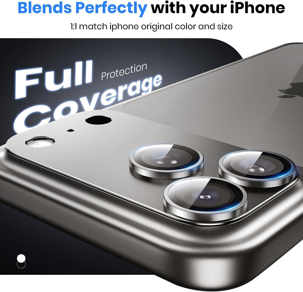 Hoerrye for iPhone 17 Pro Max Camera Lens Protector - [12FT Shatterproof Military Grade] [Strong Adsorption] Metal 9H+ Tempered Glass Camera Screen Full Protective Cover Case Friendly,Gray
