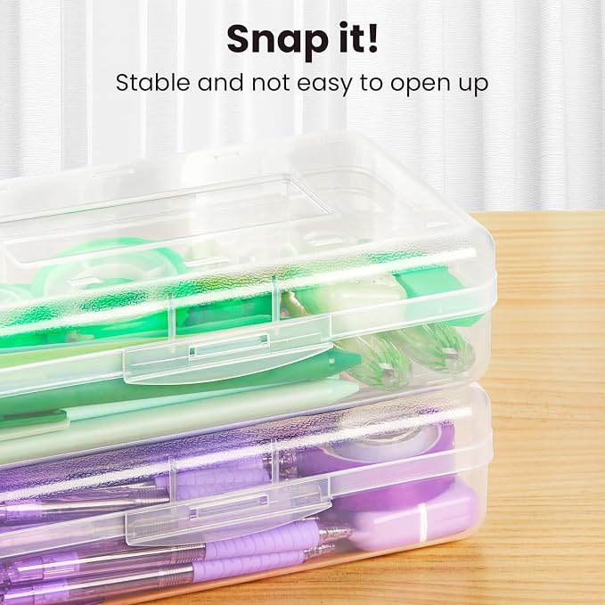 Sooez Plastic Pencil Case Box 6 Pack, Large Craft Storage Boxes Bulk, Plastic - Image 4