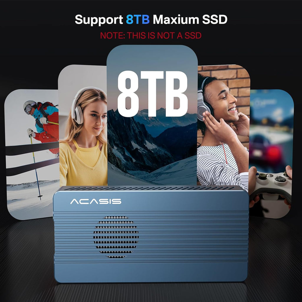 ACASIS 40Gbps M.2 NVMe SSD Enclosure, with Cooling Fan, TBU 405 Pro for M1 M2 Pro/Max, Compatible with Thunderbolt 4/3/USB3.2/3.1/3.0/2.0, M.2 Enclosure Support SSD 2280/2260/2242/2230 B+M M-Key