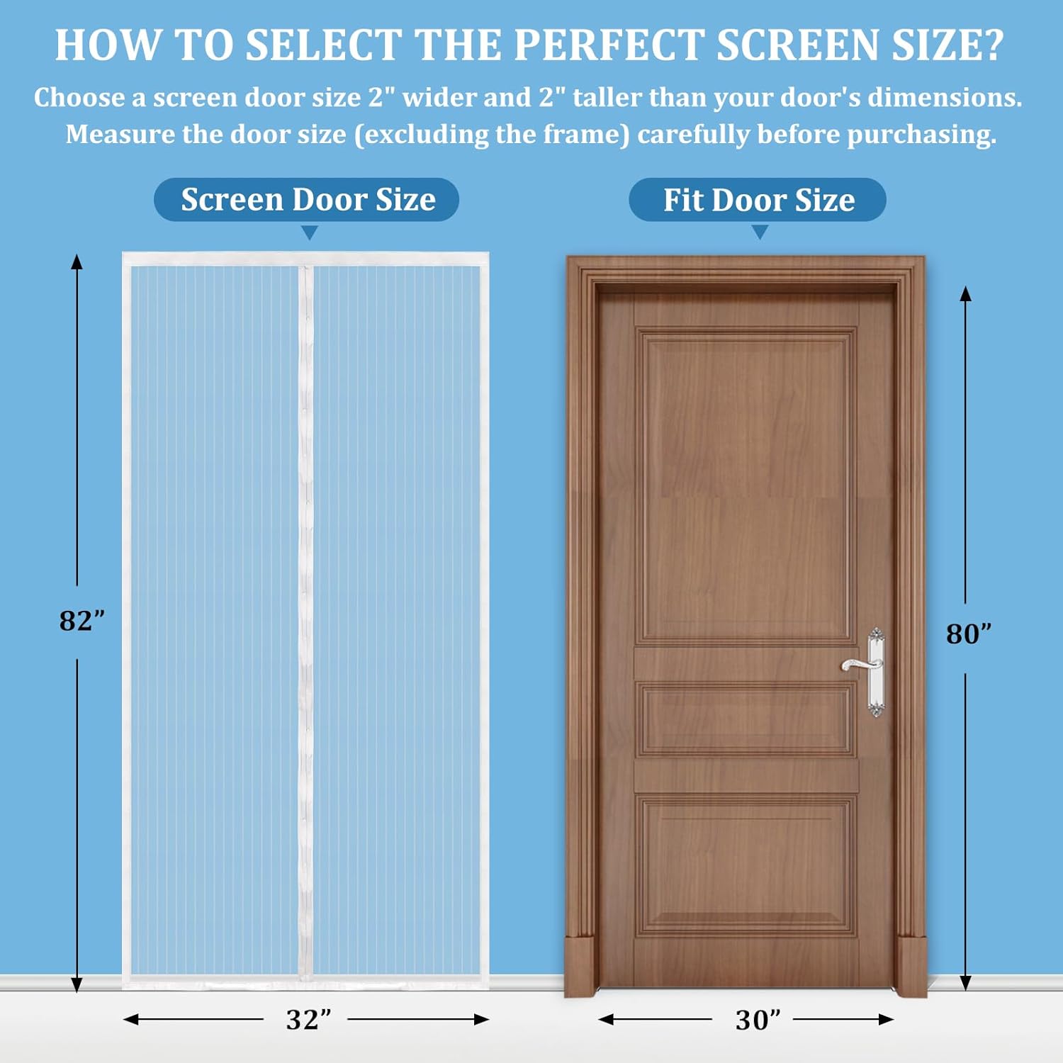 Magnetic Screen Door - Self Sealing, Heavy Duty, Hands Free Mesh Partition Keeps Bugs Out Let Breeze in- Pet and Kid Friendly - Keep Open Feature (White, Fit Door Size 30 x 80 Inch)