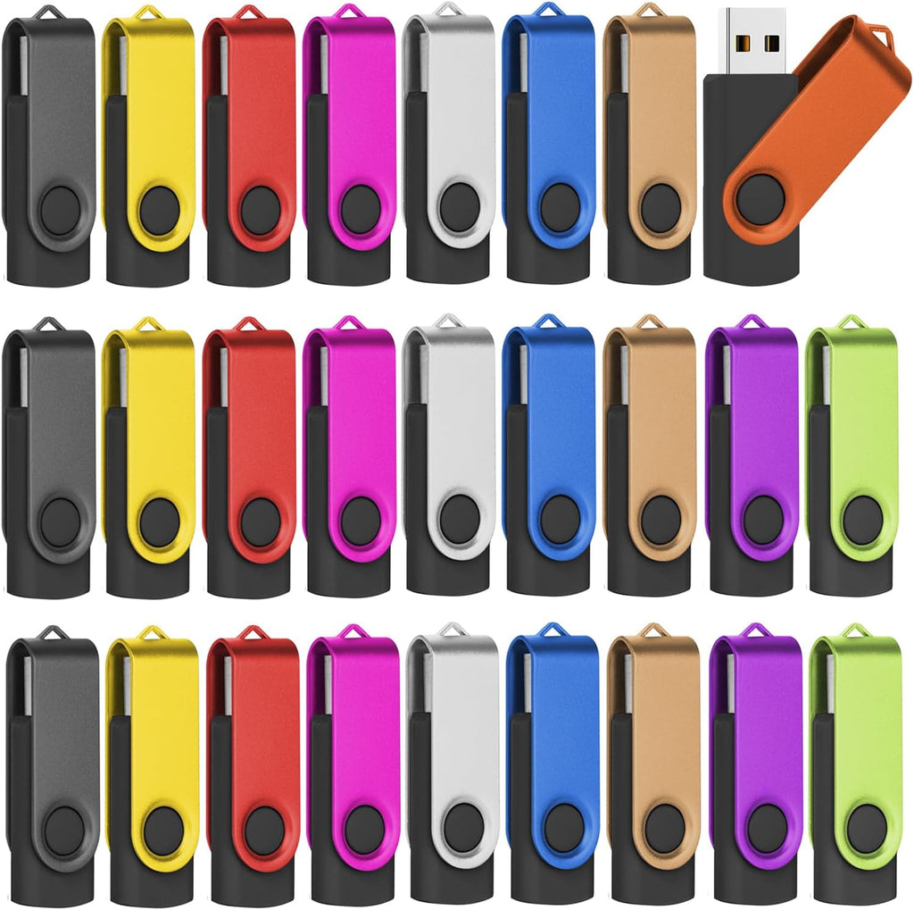 EASTBULL Flash Drives Bulk 16GB USB Thumb Drive 50 Pack USB 2.0 Memory Stick Swivel Pen Drive with Lanyard for Storage and Backup (16GB 50 Colors)
