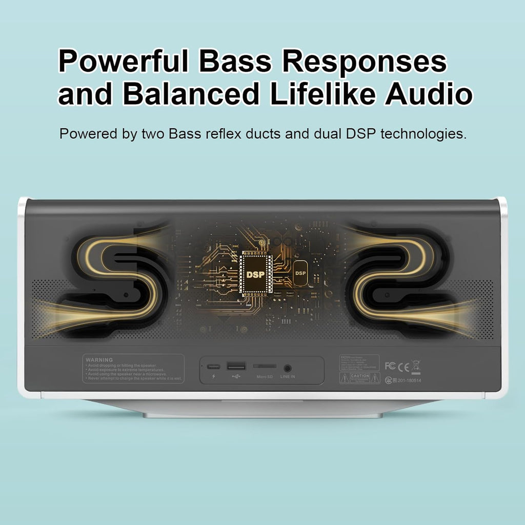 DOSS SoundBox Ultra Bluetooth Speaker with 2.1 Channel Audio, 80W Superior Sound with Deep Bass, Two DSP Technologies, 18H Playtime, BT 5.3, Wireless for Home, Office, Room-White
