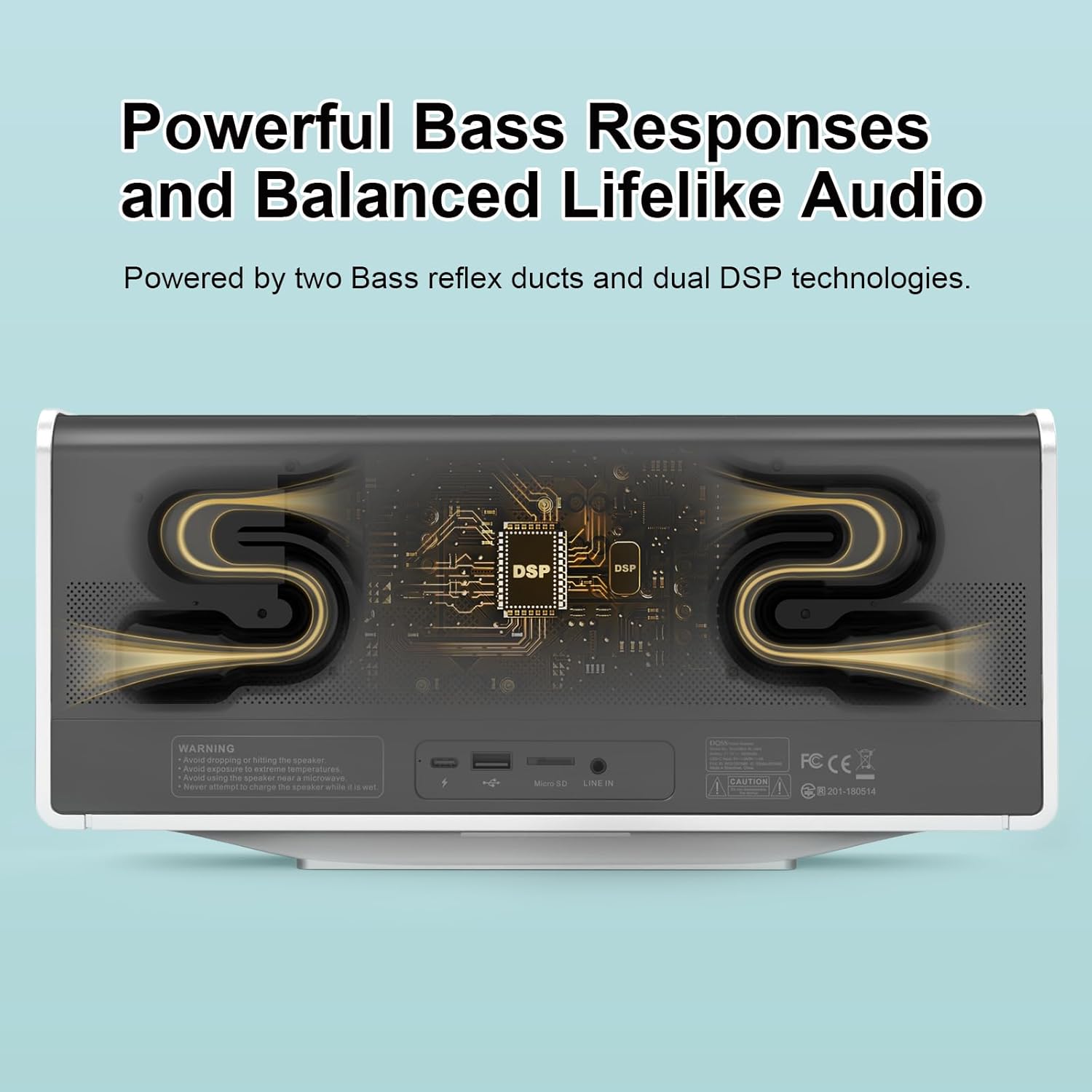 DOSS SoundBox Ultra Bluetooth Speaker with 2.1 Channel Audio, 80W Superior Sound with Deep Bass, Two DSP Technologies, 18H Playtime, BT 5.3, Wireless for Home, Office, Room-White