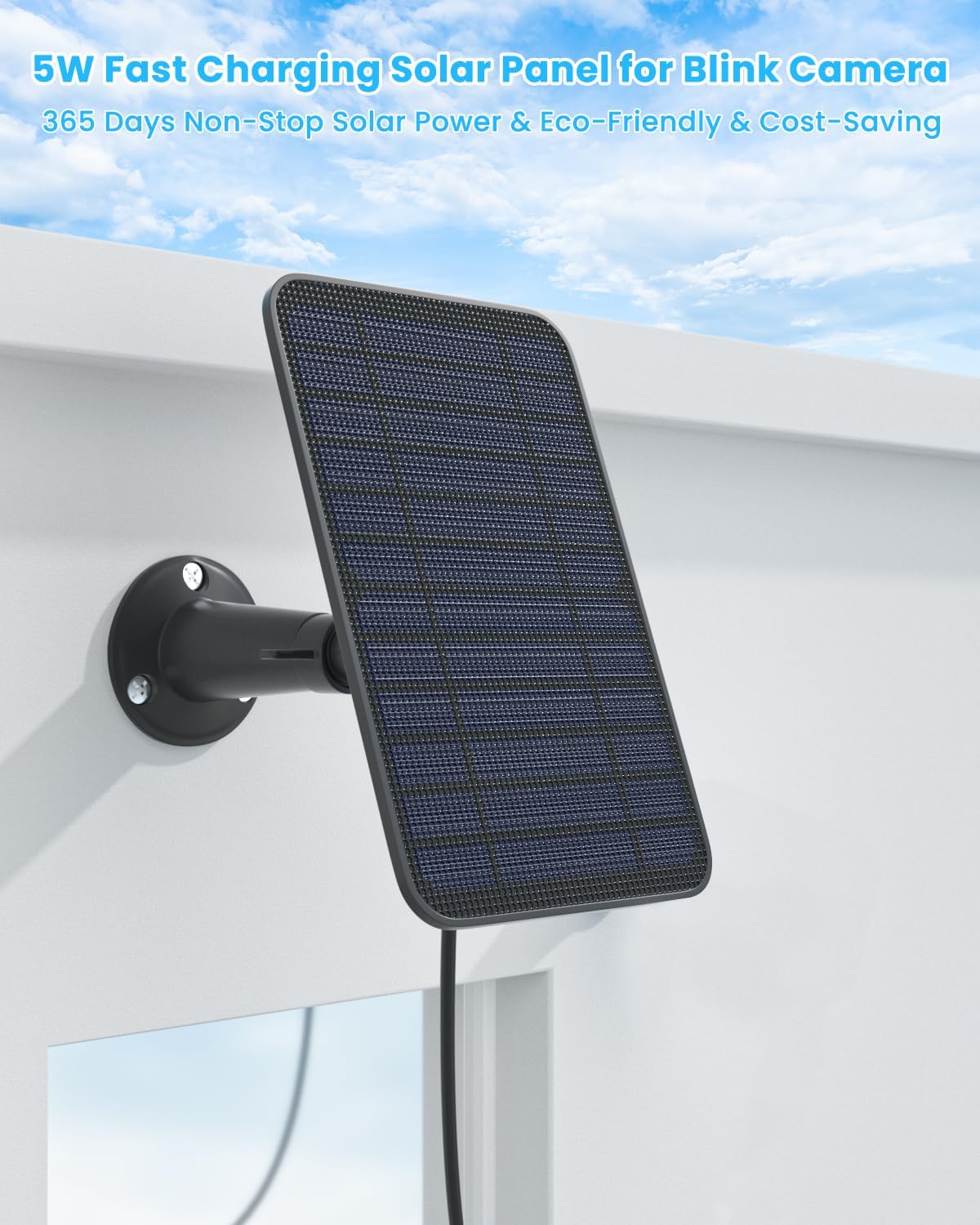 5W Solar Panel for Blink Camera Outdoor, Solar Panel Charger Compatible with Blink Outdoor 4 (4th Gen) Camera, Solar Panel w/Battery for Blink Camera, 9.8ft Cable Rubber Plug IP65 Waterproof, 1 Pack