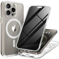 Magnetic for iPhone 15 Pro Max Case, Compatible with MagSafe, Built-in Privacy Screen Protector and Camera Protection, Anti Spy Full Body Dustproof Shockproof Hard Phone Case 6.7", Clear