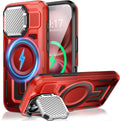Camera Stand Case for iPhone 16 Plus, [Compatible with Mag Safe] [Lens Cover] 2024 Version Military Grade Protective Soft Case for iPhone 16 Plus 6.7 inch Men Women, Red
