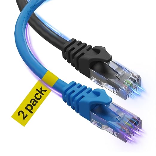 Cat 6 Ethernet Cable 25 Ft 2 Pack, Cat 6 Cable Outdoor&Indoor, High Speed by UltraClarityCables