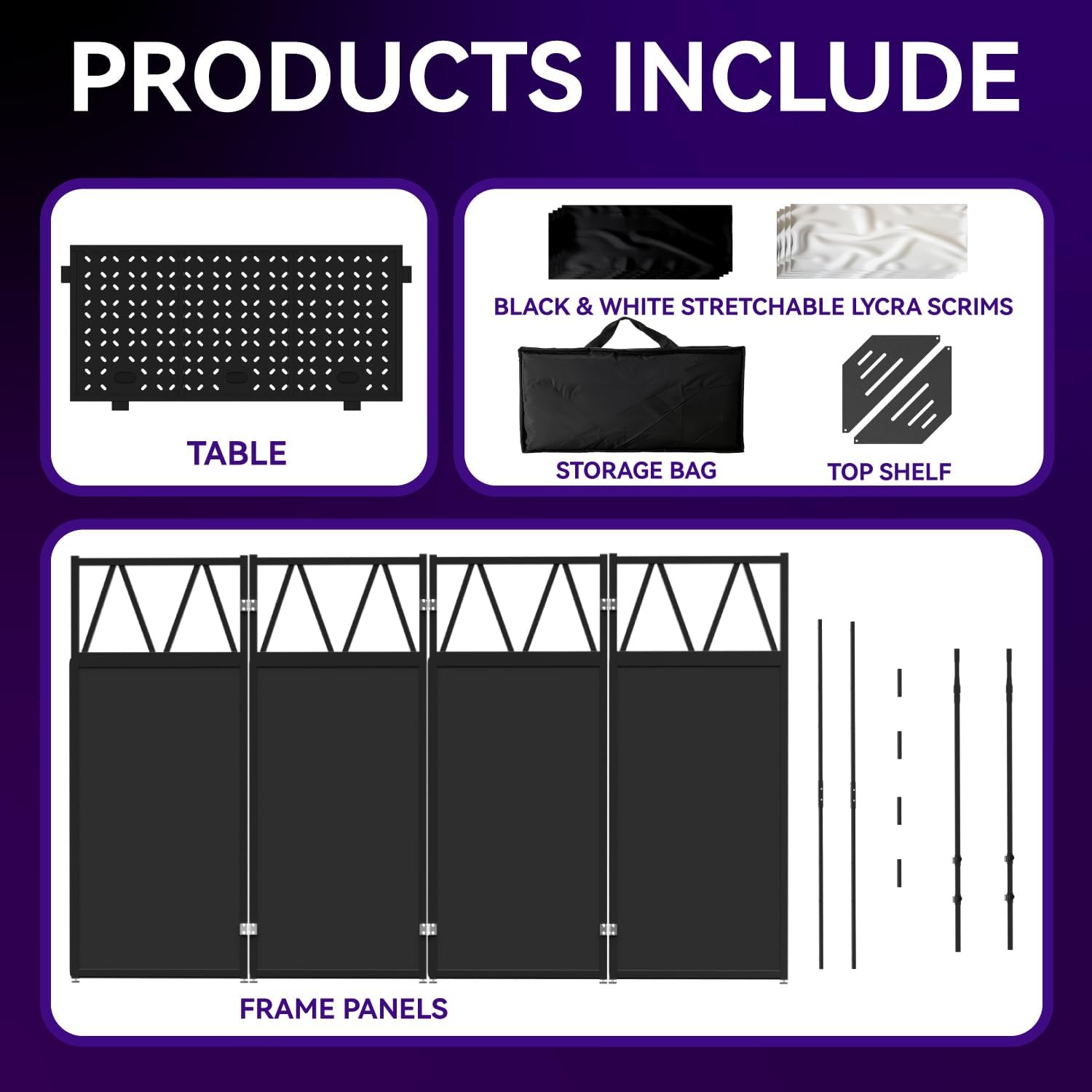 DJ Table Stand Portable booth, Foldable DJ Stand Booth, Adjustable DJ Facade Booth, Easy to Assemble, Stylish, Convenient to Store and Transpor (Truss 40x25x45)