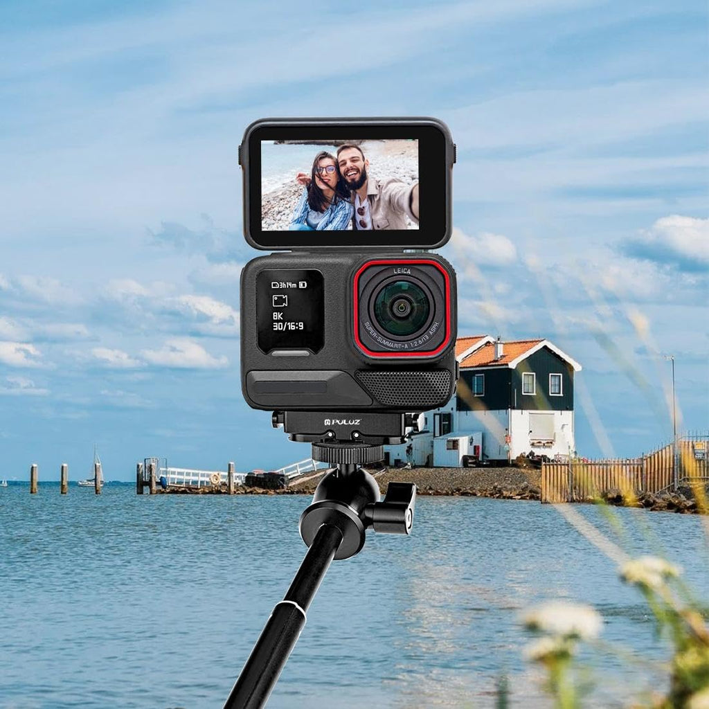 PULUZ Quick Release Base Plate Adapter Bracket for Insta360 X5 / Ace Pro/Pro 2 Cameras - Aviation Aluminum Mount (Black)