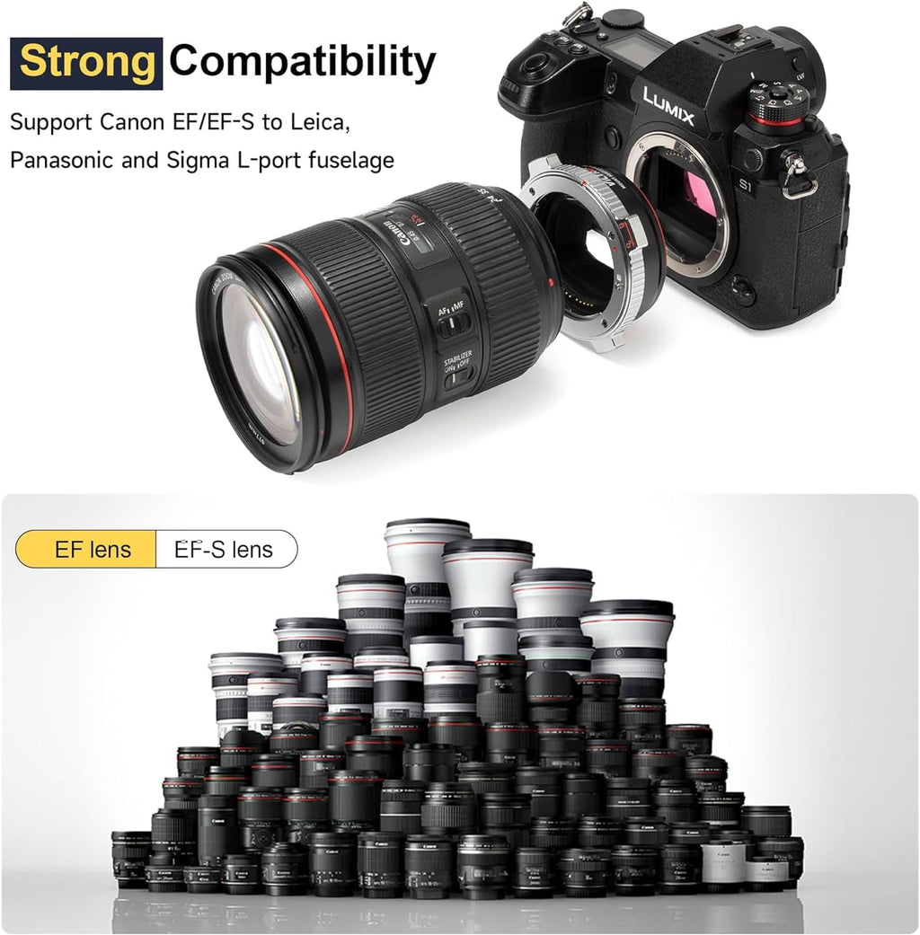 VILTROX EF-L Pro Lens Mount Adapter EF/EF-S Lens to L mount Camera with Security Lock Autofocus Lens Converter Compatible with Canon EF/EF-S Lens to L-mount Camera Leica SL2/Lumix S1 S1H S5/Sigma fp L