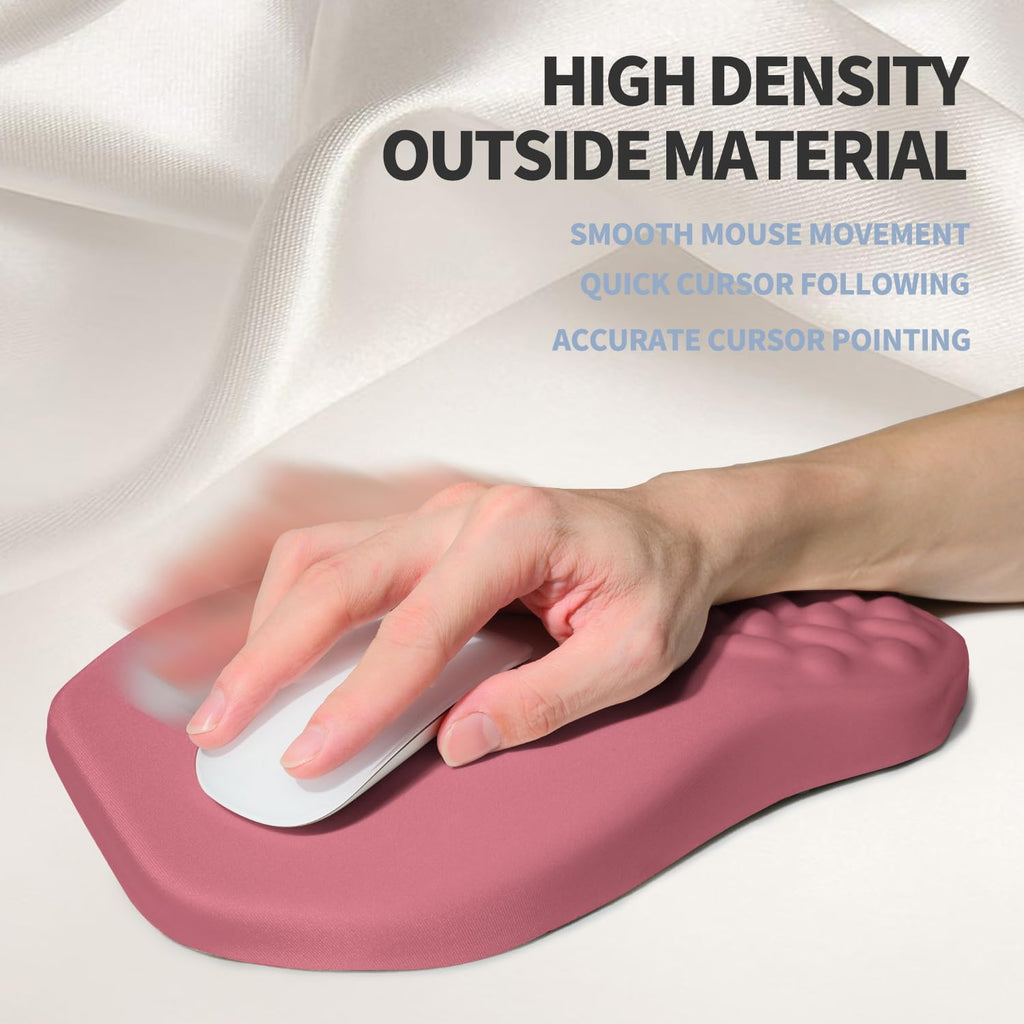 Ergonomic Raised Mouse Pad Wrist Support with Bilateral Slope Memory Foam Mousepad for Wrist Rest and Carpal Tunnel Pain Relief 11.8x7.9〃 Melon Pink