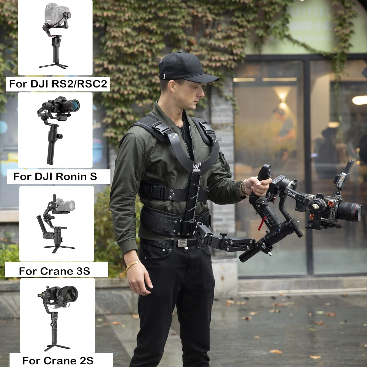 DF DIGITALFOTO THANOS-SE Support Vest Rig System,Filmmakers Kit Gimbal SteadyCam Axis Compatible with DJI RS4/RS 4 Pro/RS2/RS 3 PRO Mini,ZHIYUN Crane 3S for Videographer Smoothing footage 4.4-17.6 lbs