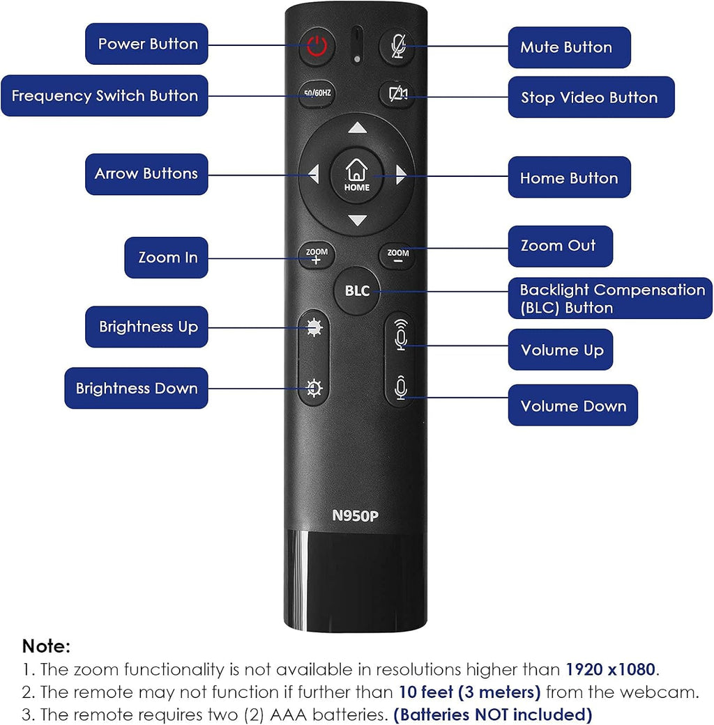 NexiGo Zoom Certified, N950P 4K Zoomable Webcam with Remote Control, Sony_Starvis Sensor, 5X Digital Zoom, Pro Web Camera with Dual Stereo Mics, for Zoom Skype Teams Twitch