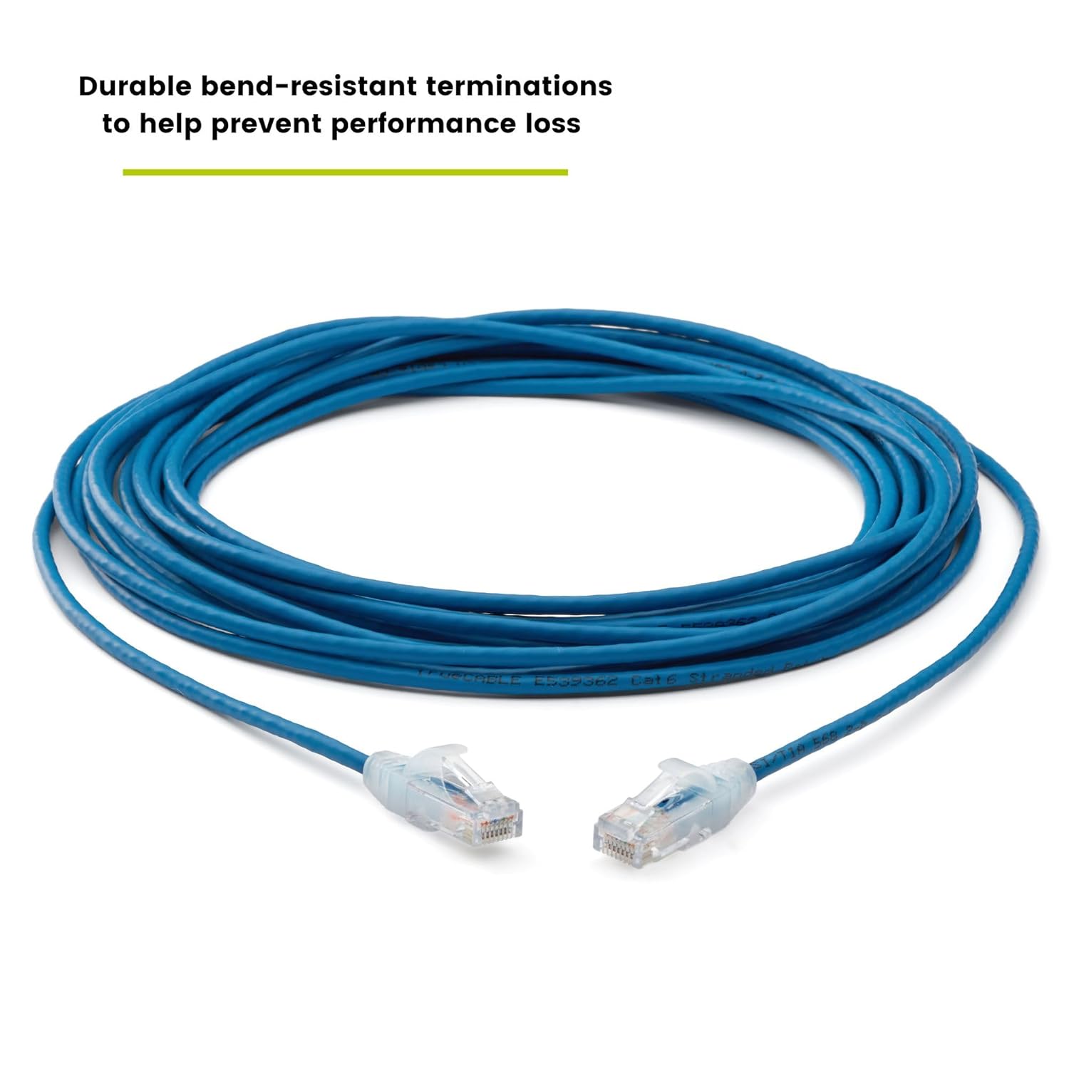 TRUECABLE Cat6 Component Rated Patch Cable, Unshielded (U/UTP), 25ft, Blue, 28AWG Solid Copper, Snagless 10G High-Speed Ethernet Cable, PoE++ 4PPoE 100W, UL Listed, RoHS-3, 5 Pack