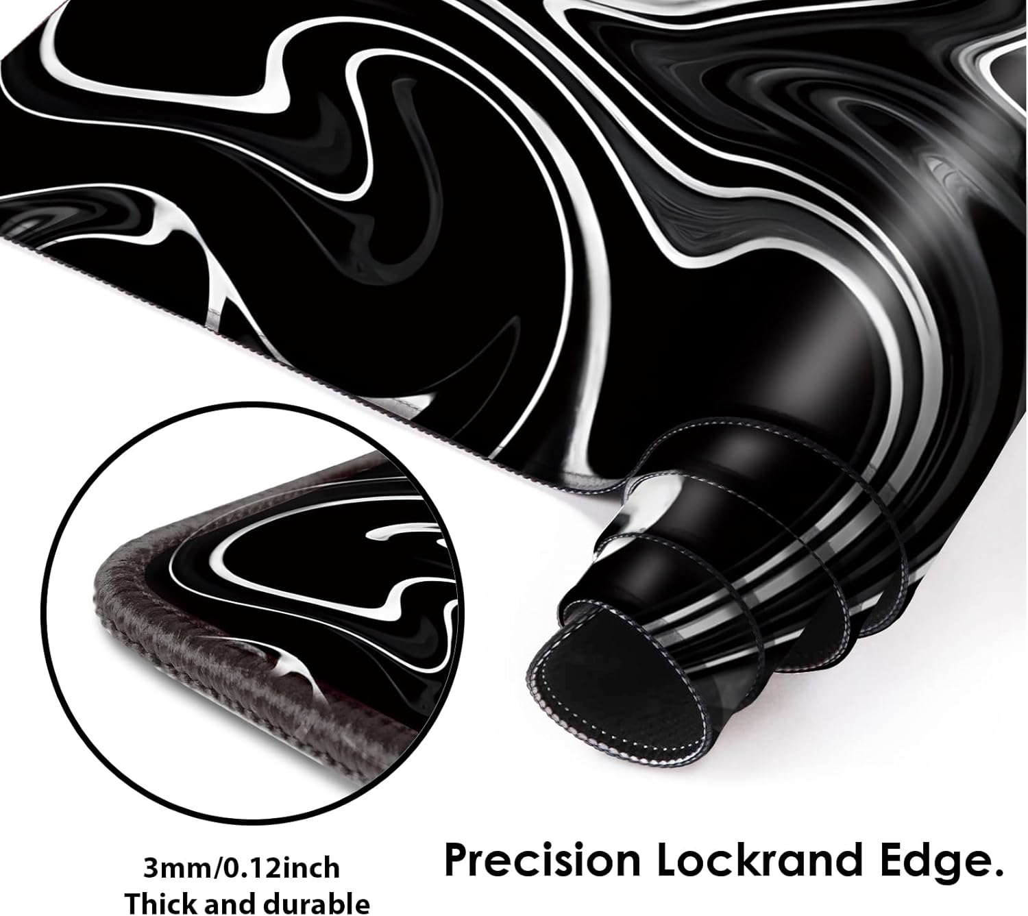 Gaming Mouse Mat Forest Background Pattern XXL XL Large Mouse Mat Long Extended Mouse Pad Desk Mat Non-Slip Rubber Mice Pads Stitched Edges Thin Pad (Wave Black)