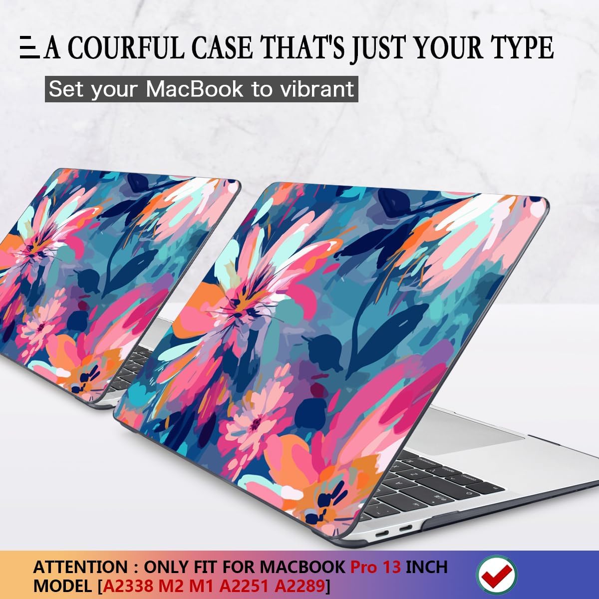 CISSOOK Compatible with MacBook Pro 13 inch Case 2025-2016 Release M2 M1 Chip A2338 A2251 A2289 with Touch Bar, Plastic Hard Shell Case &Keyboard Cover& Screen Protector, Muti-Color Painting