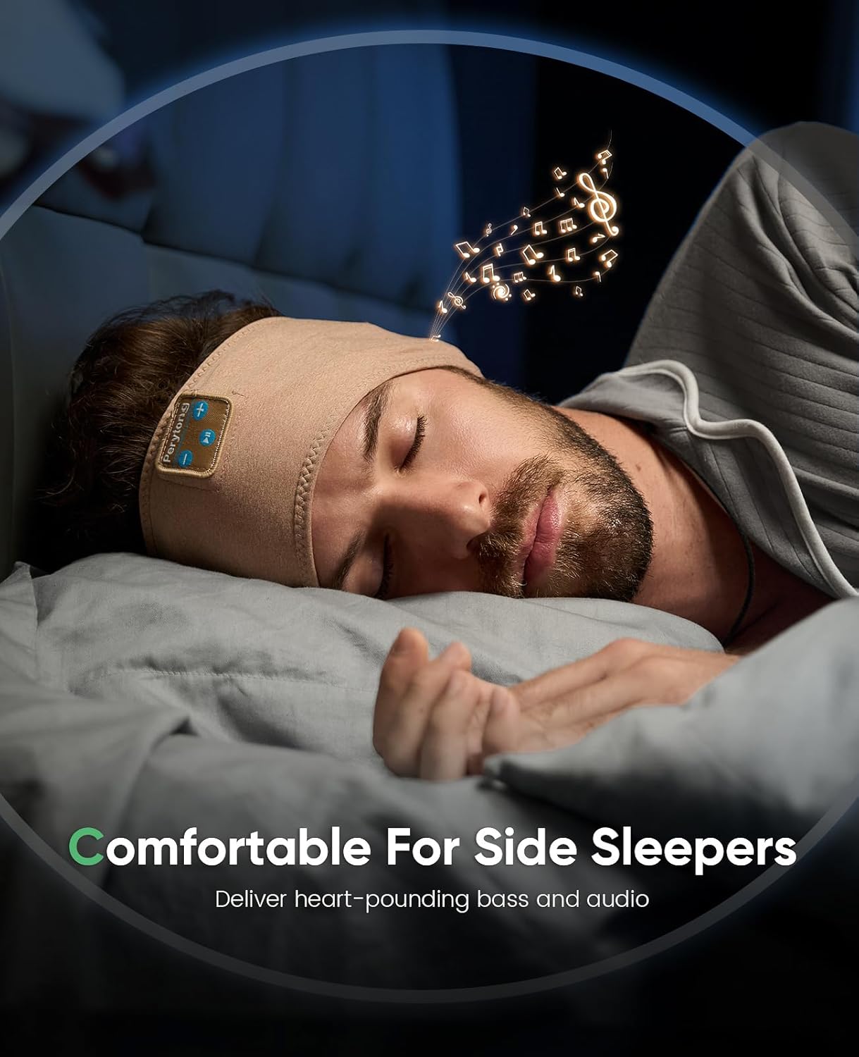 Perytong Sleep Headphones Bluetooth Headband Headphones, Headphone Band Earphones Music Sleeping Eye Mask Earbuds with HD Stereo Speaker for Women Men Teen Sleep Running Cool Gadgets Unique Gifts