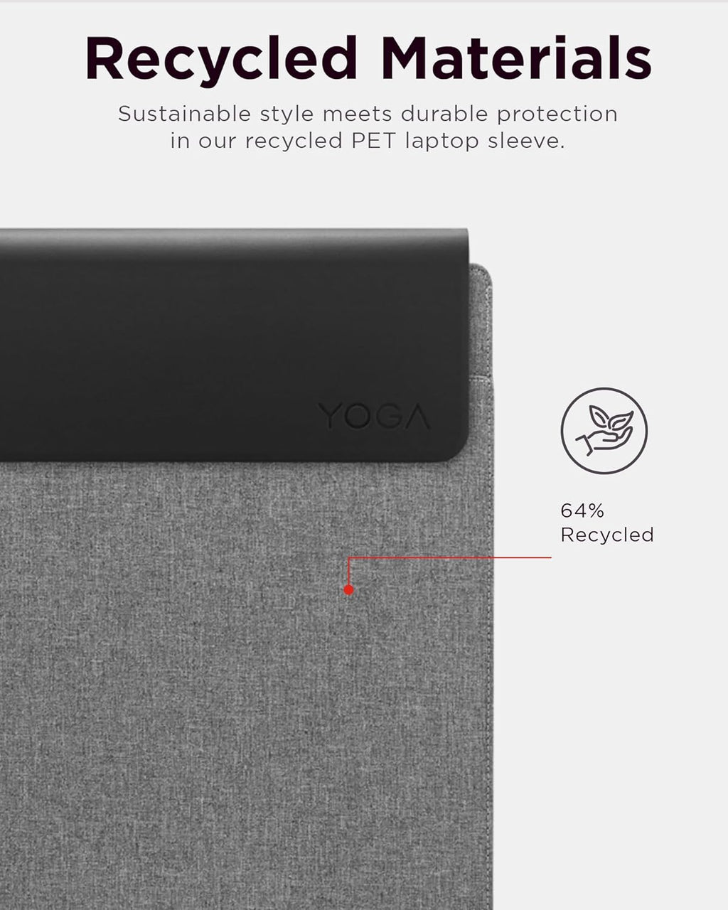 Lenovo Slim Laptop Sleeve 16 Inch Notebook/Tablet - Compatible with MacBook Air/Pro - Eco-Friendly Lightweight Case with Accessory Pocket & Magnetic Closure - Grey