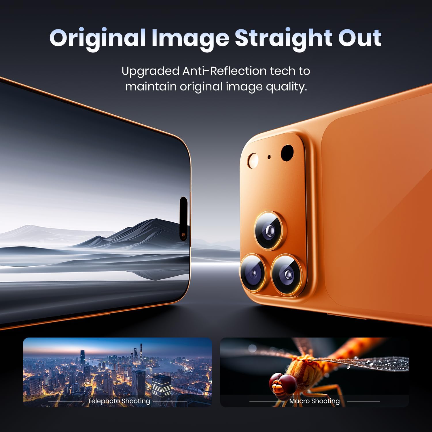 Hoerrye for iPhone 17 Pro Max Camera Lens Protector - [12FT Shatterproof Military Grade] [Strong Adsorption] 9H+ Tempered Glass Camera Screen Full Protective Cover Case Friendly,Cosmic Orange