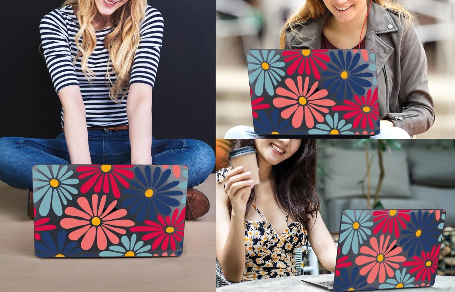 CISSOOK Compatible with MacBook Air 13 inch Case 2021 2020 2019 2018 Release A2337 M1 A2179 A1932, Plastic Hard Shell Case Keyboard Cover Screen Film for MacBook Air 13.3 inch, Daisy Flowers