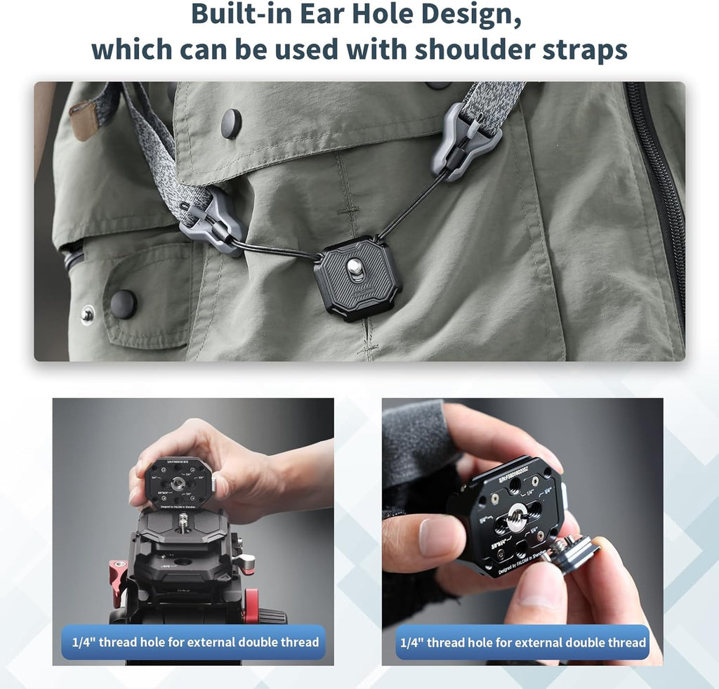 ULANZI F38 Multi-Hole Camera Quick Release Plate Kit, w 1/4" to 3/8" Screw Thread, Quick Release System QR Plate Camera Tripod Mount Adapter for Sony Canon Monopod DSLR Stabilizer Slider DJI