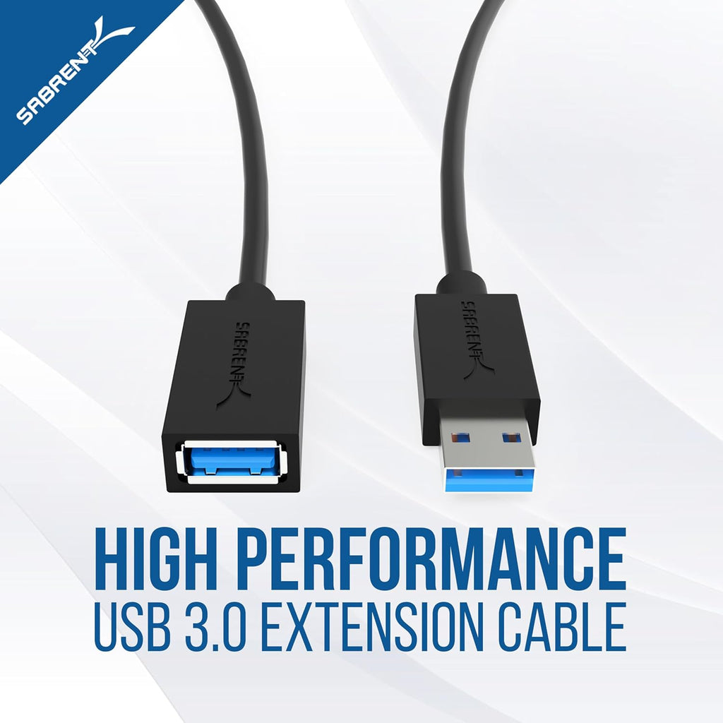 SABRENT 22AWG USB 3.0 Extension Cable A Male to A Female [Black] 6 Feet (CB-3060)