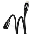 AGVEE 2 Pack 6.6ft Lightning Extension Cable, Braided Female to Male Extender Full Function Cord Compatible with iPhone iPad, Data Sync Video Audio & Charging Connector Adapter, Black