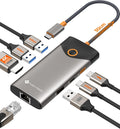 NOVOO USB C Hub Ethernet 4K@60 USB C HDMI Adapter Multiport Type C Adapter, 100W PD, 5Gbps USB-A/C Data Ports Docking Station Compatible for MacBook/iPhone/Dell/HP/Surface