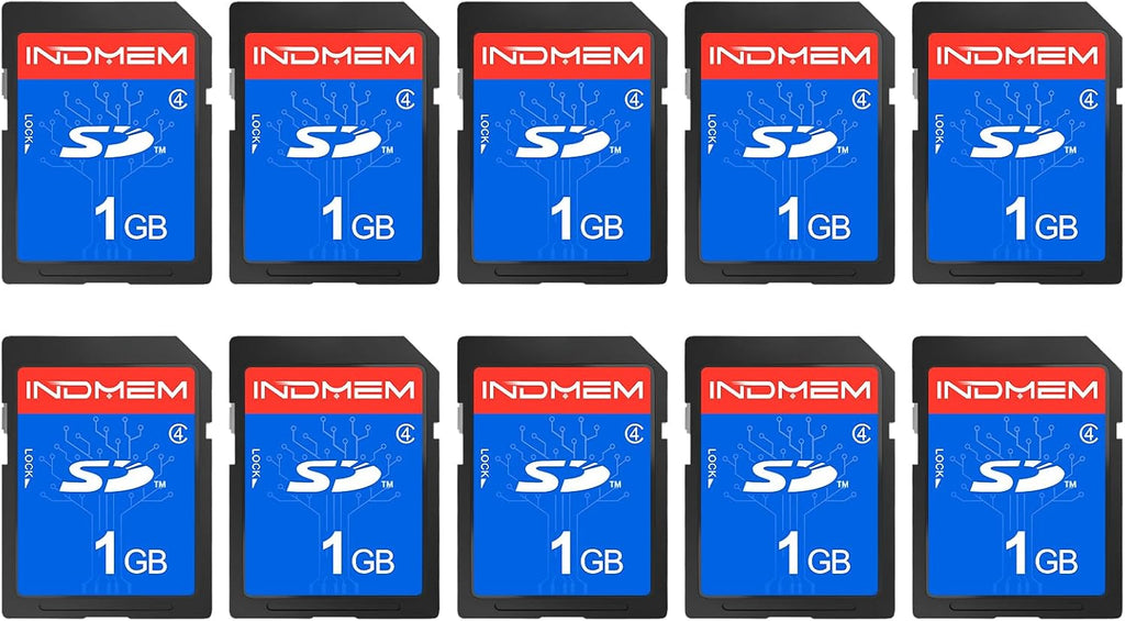 INDMEM SD Card 1GB, 10 Packs Class 4 1GB Flash Memory Card MLC Standard Secure Digital Cards Camera Card