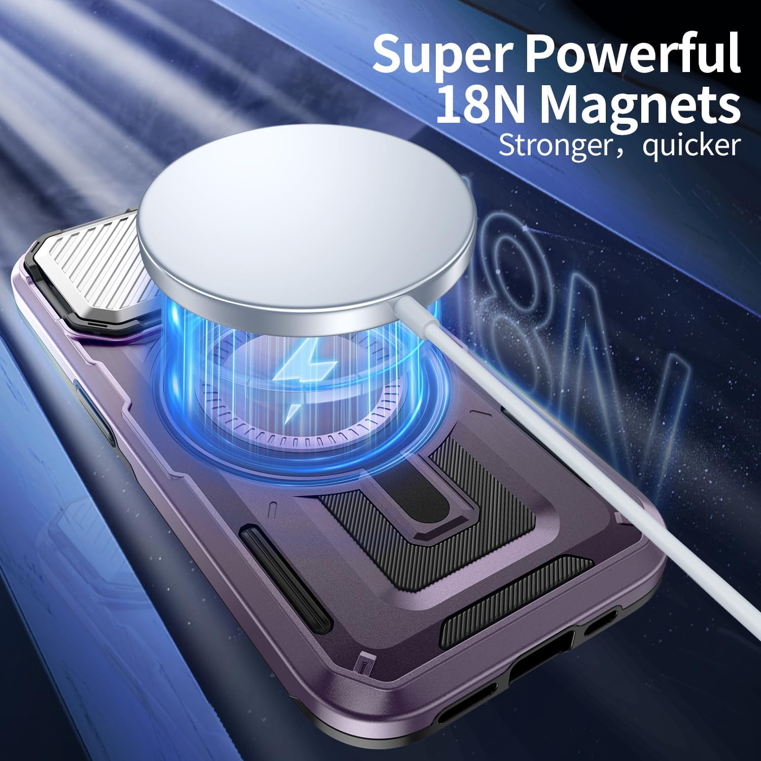 Camera Stand Case for iPhone 14 Pro Max, [Compatible with Mag Safe] [Lens Cover] 2024 Version Military Grade Protective Soft Case for iPhone 14 Pro Max 6.7 inch Men Women, Purple
