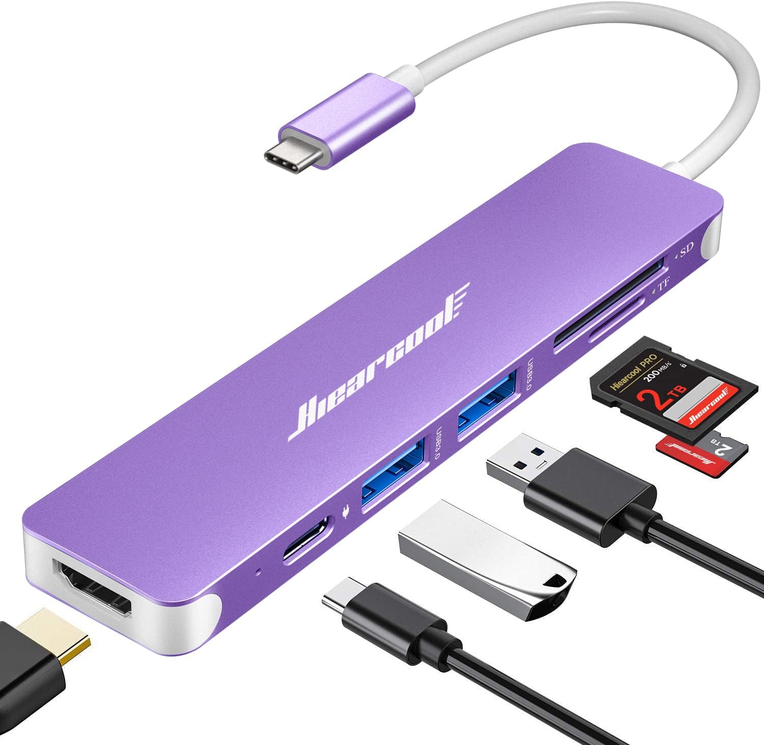 Hiearcool USB C Hub for MacBook Pro M2, USB-C Adapter for Mac-Book Air M1, USBC to HDMI Multi-Port Dongle 7 in 1 Type-C Dock for Mac Book Thunderbolt 3 4 Laptops and Other Type C Devices