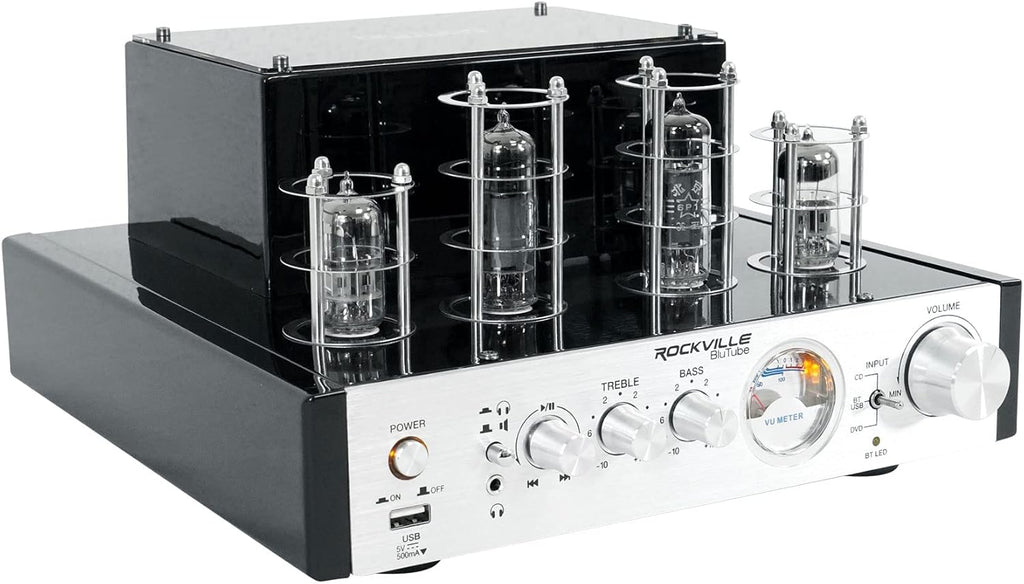 Rockville BluTube 70W Tube Amplifier Stereo Receiver, Bluetooth, EDR, Compact Design, Warm Sound, for Home Audio Enthusiasts