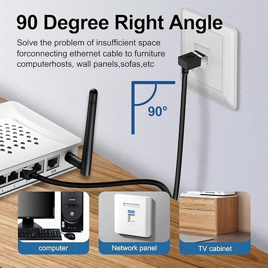 Flexible Cat 6 Ethernet Cable 270 °Upward Angle 30 Feet, Ultra Thin & Slim Rj45 - Image 6