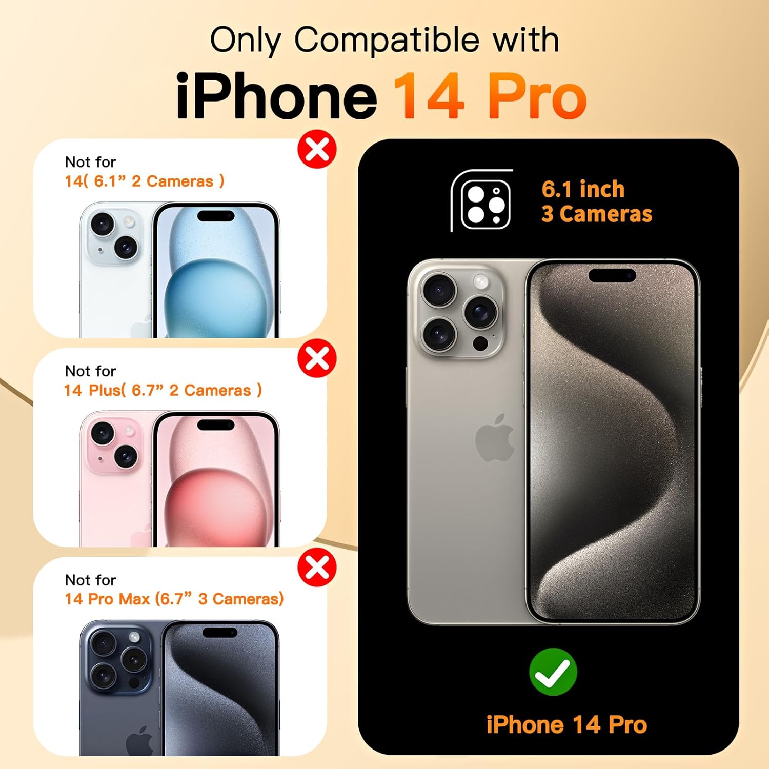 COOLQO for iPhone 14 Pro Case 6.1'' Upgraded 360° Spin Magnetic Stand [Compatible with Magsafe][Military Protection] Shockproof Protective Phone Holder Cover for iPhone 14 Pro, Blue Gold