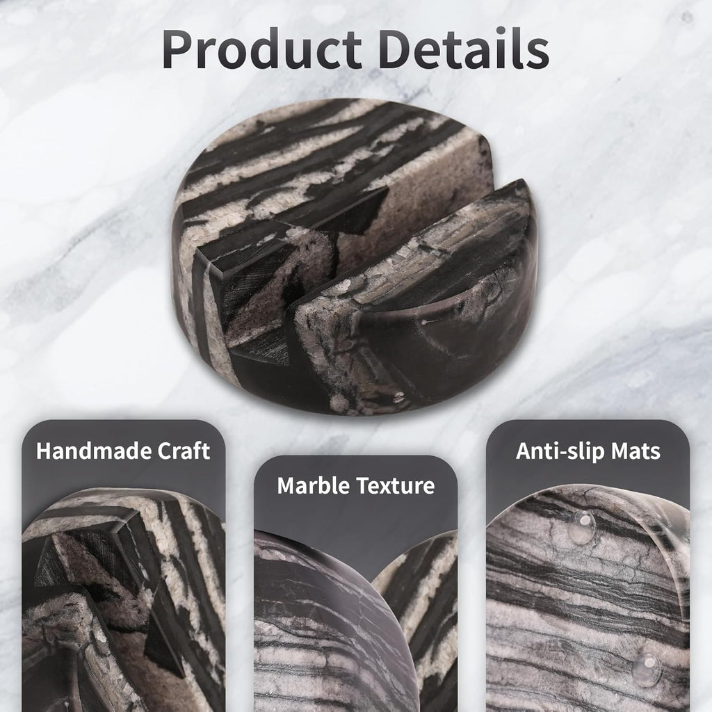 Marble Phone Stand for Desk - Cell Phone Holder for Nightstand Office Decor Compatible with iPhone 17 16 15 Pro Max iPad mini, Telephone Boho Black Marble Kitchen Accessories