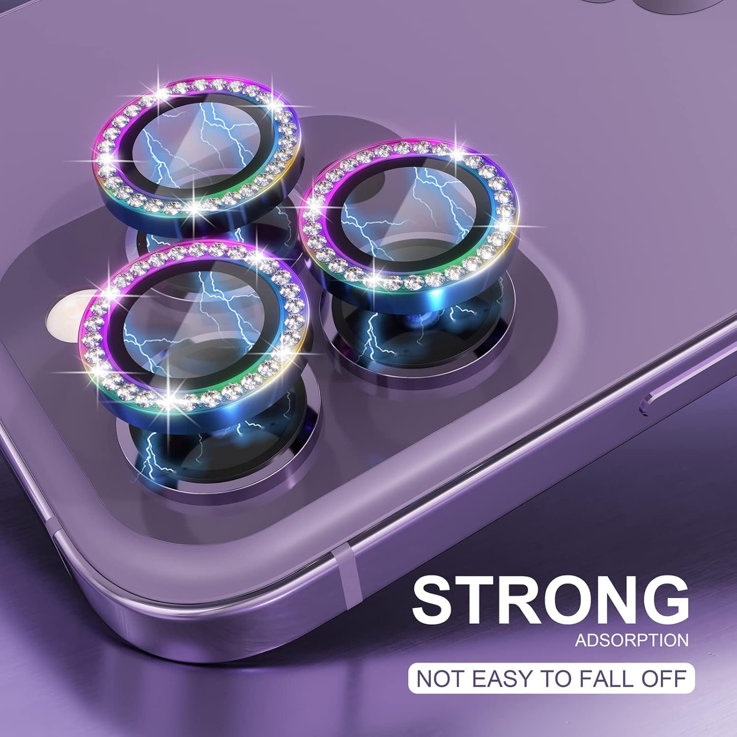 Choiche [3+1 for iPhone 14 Pro/iPhone 14 Pro Max Camera Lens Protector Bling, 9H Tempered Glass Camera Cover Screen Protector Metal Ring Decoration Accessories (Diamond-Colorful)