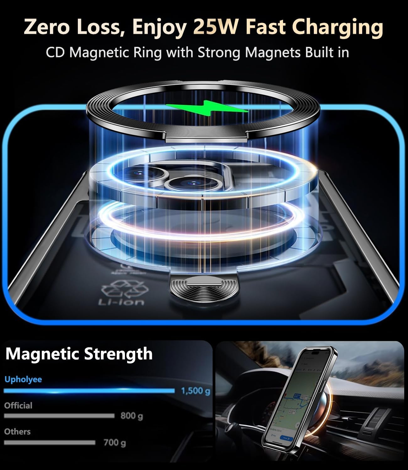 [360° Rotatable CD Stand & Built-in Privacy Screen Magnetic Case for iPhone 15 [Compatible with MagSafe & Full Signal] Mil-Grade Shockproof Full Body Anti-Spy Cover for 15-Black