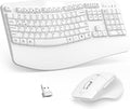 Wireless Keyboard and Mouse Combo, 2.4G Full Size Wave Keys Ergonomic Keyboard by Unknown