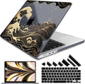 DONGKE for M4 MacBook Pro 16 Inch Case 2024 2023 2021 A3403 A3186 M3 A2991 M2 A2780 M1 A2485 Pro/Max Chip, Plastic Hard Shell Case & Keyboard Cover for Mac Pro 16 with Touch ID, Golden Wave