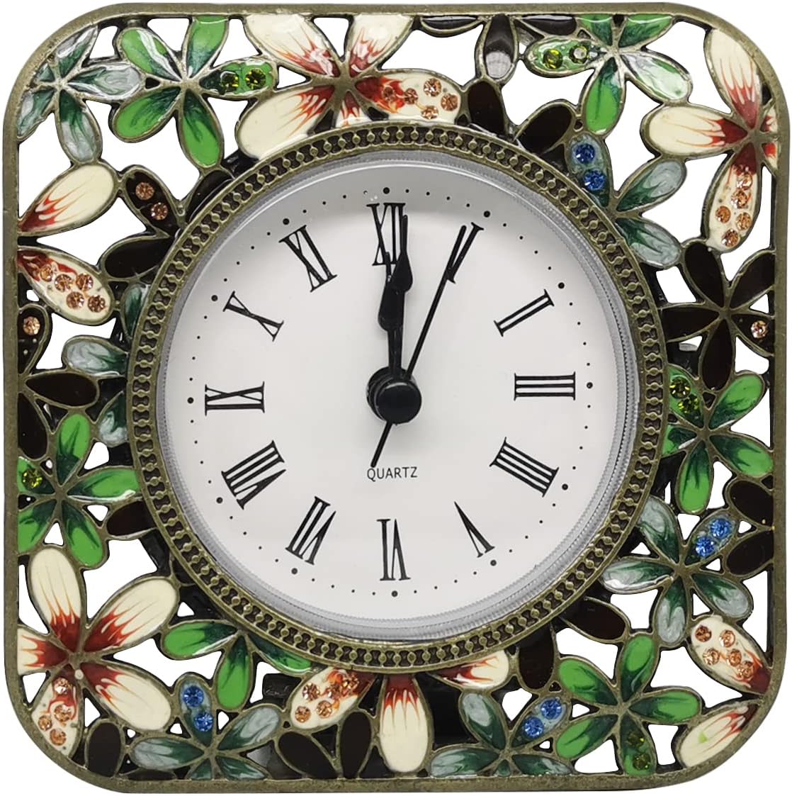 Decorative Mini Table Clock, Vintage Metal Silent Analog Quartz Battery Operated Table Top Clock for Living Room Decor Shelf