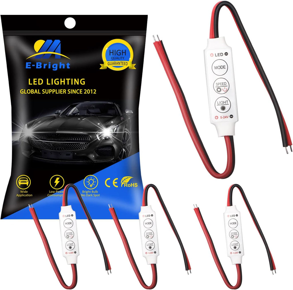 YM E-Bright LED Flash Strobe Controller for LED Strip Light Bulb Flasher Module Compatible with Car, Boat, Household DC 5V~24V Memory Function (Pack of 4)