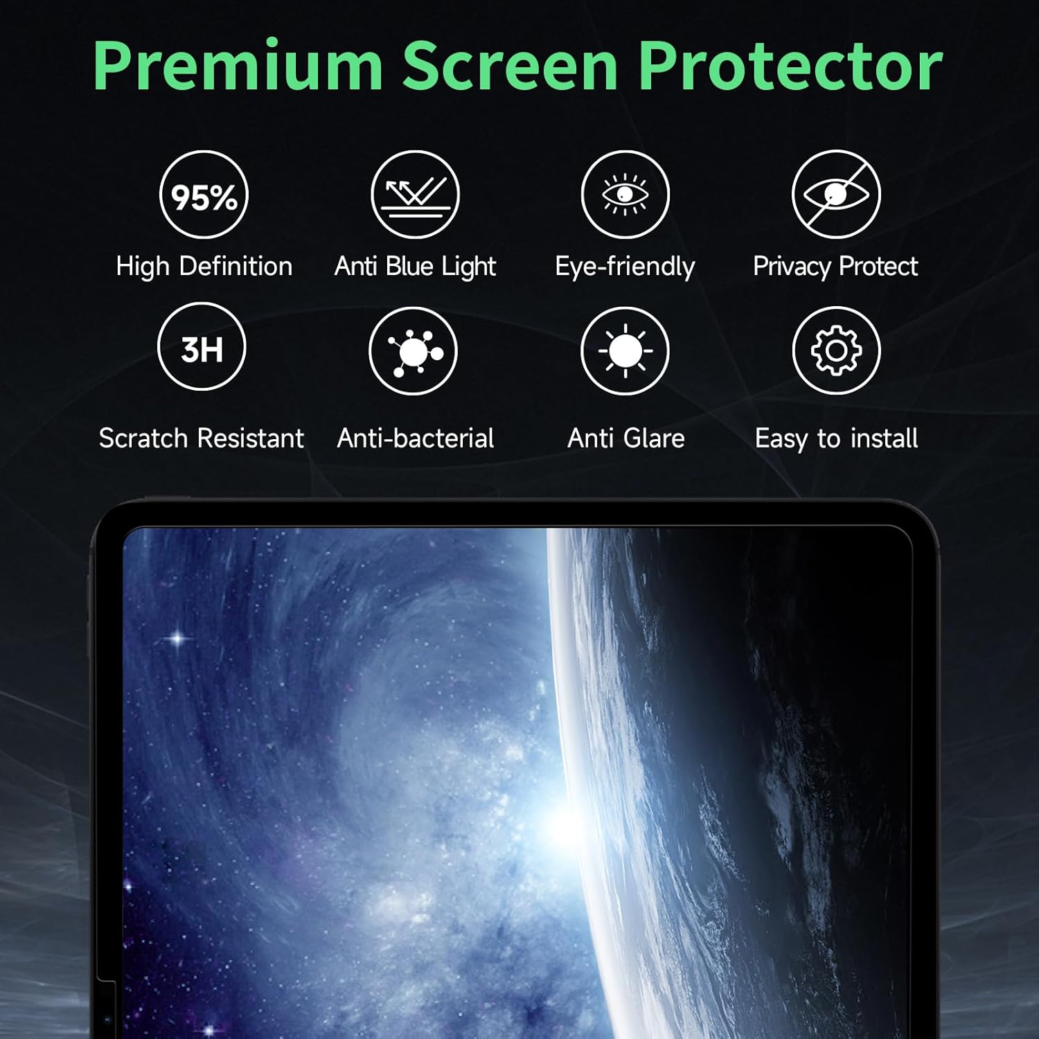 Nano Privacy Screen Protector Compatible with iPad Pro 13 2024 7th Gen (A2925, A2926) Anti-Glare Blue Light Film Anti-Spy Filter, Bubble-Free Shield Easy Install Guard Removable Cover