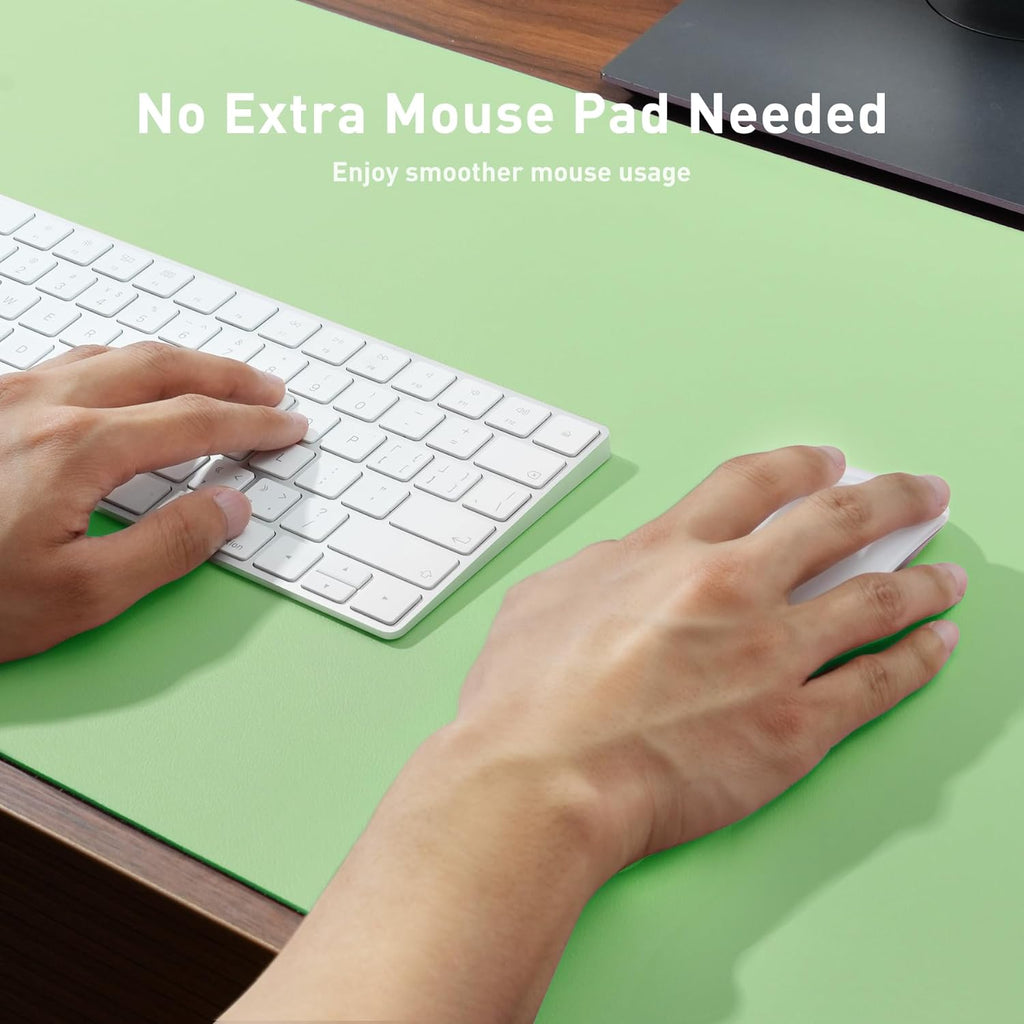 Aothia Leather Desk Pad Protector, Mouse Pad, Office Desk Mat, Non-Slip PU Leather Desk Blotter, Laptop Desk Pad, Waterproof Desk Writing Pad for Office and Home (23.6" x 13.7", Foam Green)