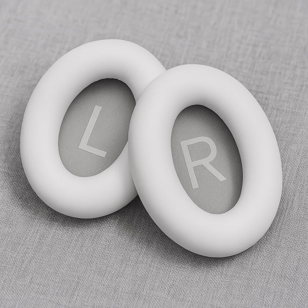 Premium Replacement Ear Pads for Bose Bose QC45– Soft Protein Leather & Memory Foam Cushions – Enhanced Noise Isolation – Easy Installation Kit,Video & Cleaning Cloth (White)