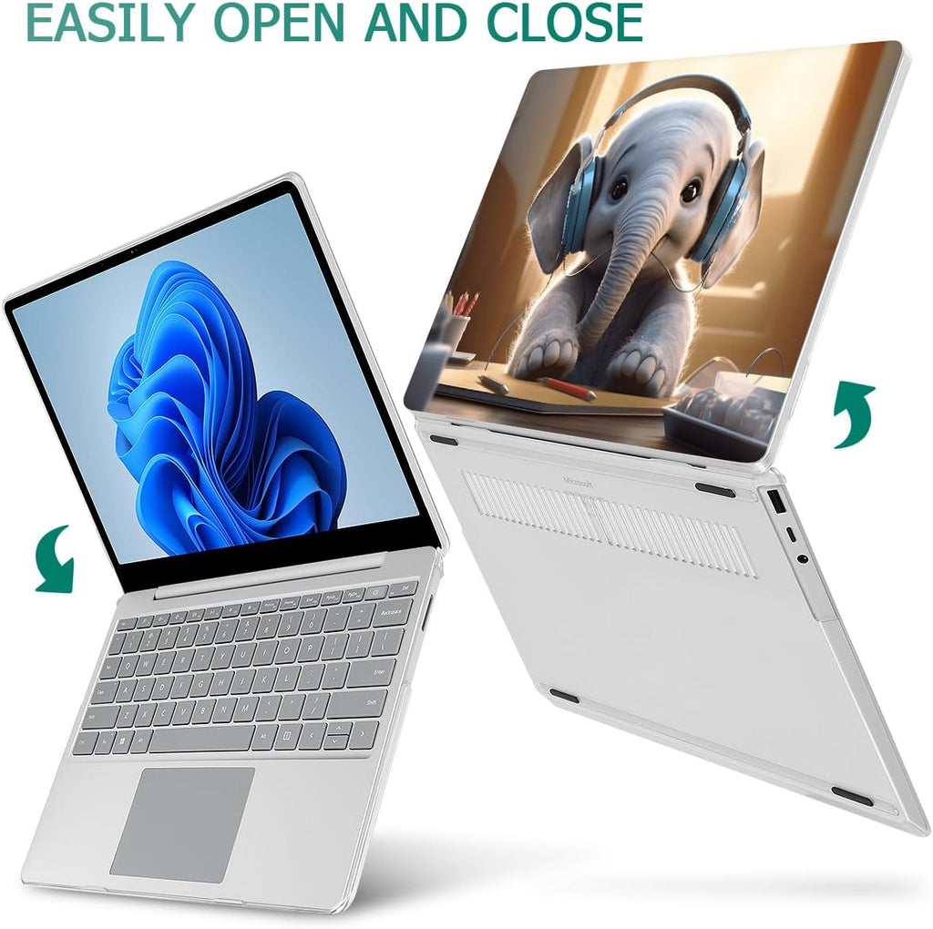 Tuiklol Case for 15 Inch Microsoft Surface Laptop 5/4/3 2022-2020, Model 1979/1953/1872/1873 Hard Shell Cover, Keyboard Cover+Screen Protector+Dust Plugs, Elephant