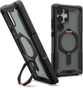 URBAN ARMOR GEAR UAG for Samsung Galaxy S25 Case 6.2" with Kickstand Plasma XTE - Compatible with Magnetic Charging Transparent Rugged Military Drop Tested Protective Cover, Black/Orange
